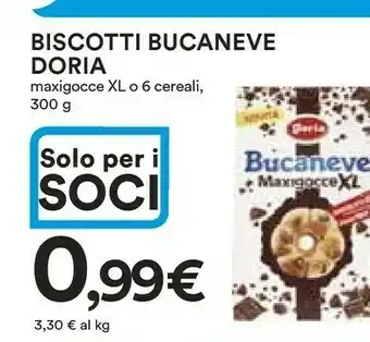 Coop Doria Biscotti Bucaneve Maxigocce Xl/ 6 Cereali, 300 G offerta