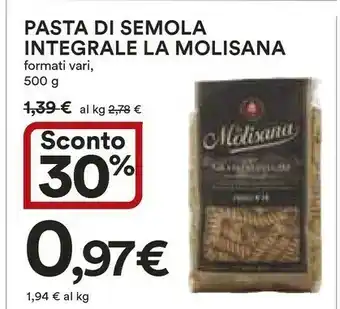 Coop La Molisana Pasta Di Semola Integrale Formati Vari, 500 G offerta