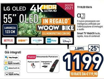 Unieuro LG OLED55A16LA 139,7 Cm (55") 4K Ultra HD Smart TV Wi-Fi Blu offerta
