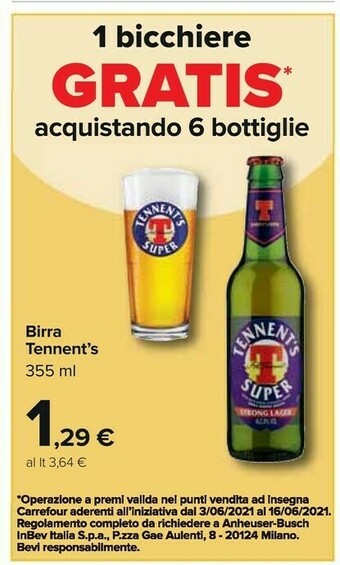 Carrefour Tennent's Birra offerta