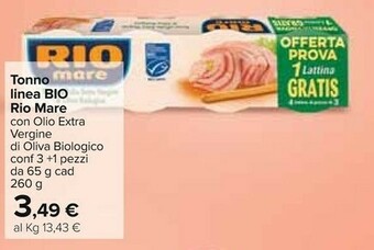 Carrefour Rio Mare Tonno Con Olio Extravergine Di Oliva Biologico 260 G(ml) offerta
