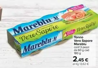 Carrefour Mareblu Tranci Di Tonno Vero Sapore 180 G(ml) offerta