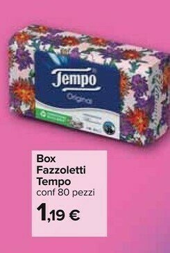 Carrefour Tempo Box Fazzoletti 80 Pezzi offerta