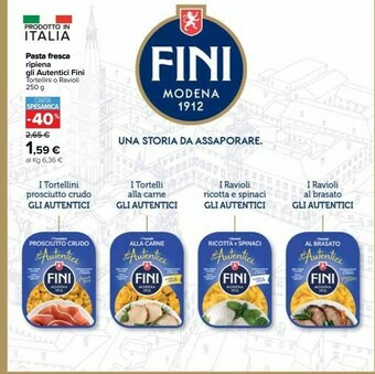 Carrefour Fini Modena Fini - Ravioli Ricotta E Spinaci Gli Autentici 250 G(ml) offerta