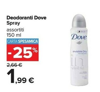 Carrefour Dove Original Donna Deodorante Spray 150 Ml offerta