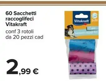 Carrefour Vitakraft 60 Sacchetti Raccoglifeci offerta