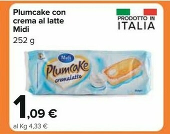 Carrefour Midi Plumcake Con Crema Al Latte offerta