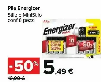 Carrefour Energizer Pile Stilo O Ministilo con 8 pezzi offerta