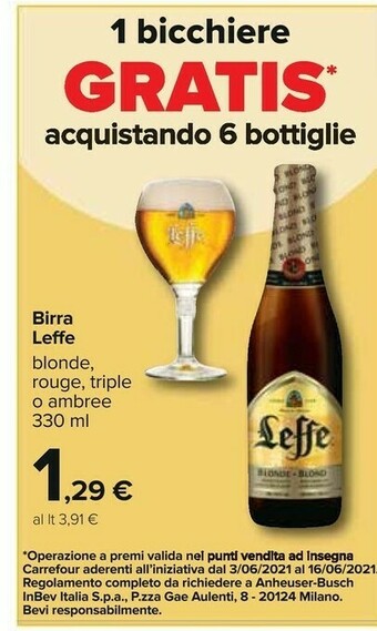 Carrefour Leffe Blonde 330 G(ml) offerta