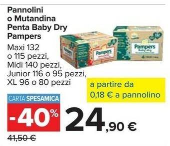 Carrefour Pampers Baby Dry Pannolini offerta