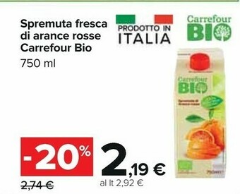 Carrefour Carrefour - Spremuta Di Arance Rosse 750 G(ml) offerta