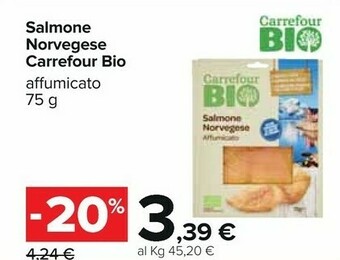 Carrefour Carrefour Bio - Salmone Norvegese Affumicato 75 G(ml) offerta