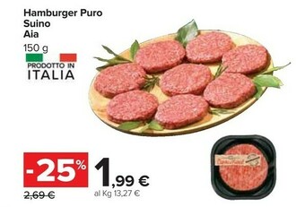 Carrefour Aia Hamburger Puro Suino offerta
