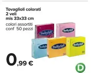 Carrefour Tovaglioli Colorati 2 Veli offerta