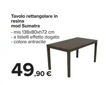 Carrefour Tavolo Rettangolare In Resina Mod Sumatra offerta