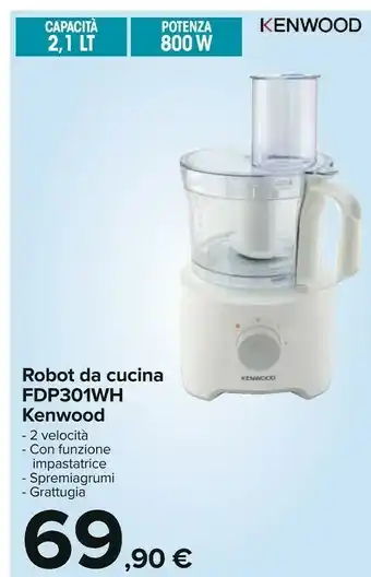 Carrefour Kenwood FDP300WH 800W 2.1L Bianco Robot Da Cucina offerta