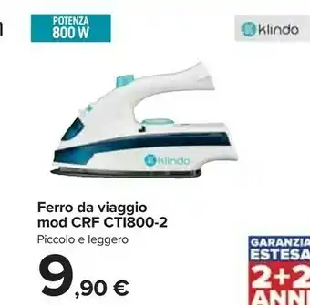 Carrefour Klindo Ferro Da Viaggio Crf Cti800-2 offerta