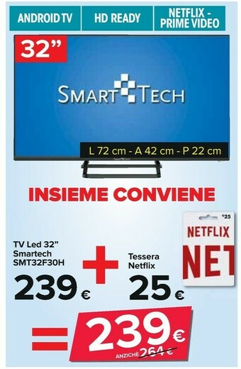 Carrefour Smart-tech Tv Led 32" Smt32f30h offerta