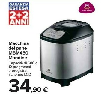 Carrefour Mandine Macchina Del Pane MBM450 Capacita 680 G offerta