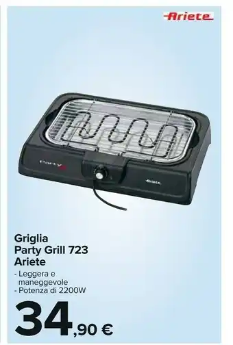 Carrefour Ariete Party Grill 723 Potenza 2200 W offerta