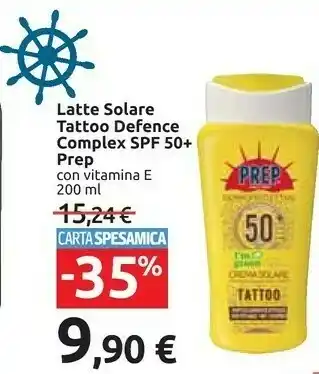 Carrefour Prep Latte Solare Tattoo Defence Complex SPF 50+ offerta