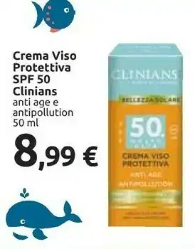 Carrefour Clinians Crema Viso Protettiva SPF 50 offerta