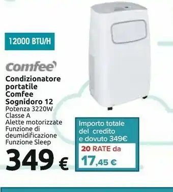 Carrefour Comfeè SOGNIDORO-12E Condizionatore Portatile Bianco offerta