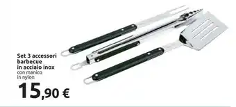 Carrefour Set 3 Accessori Barbecue In Acciaio Inox Con Manico In Nylon offerta