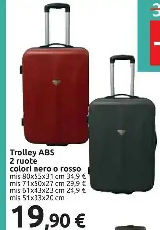 Carrefour Trolley Abs 2 Ruote Colori Nero O Rosso offerta