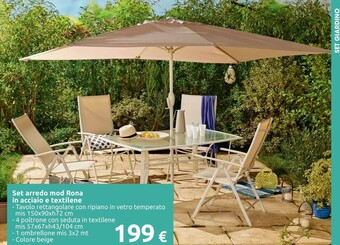 Set Arredo Mod Rona In Acciaio E Textilene