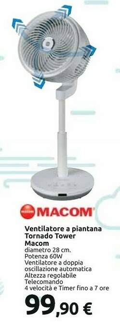 Macom Ventilatore A Piantana Tornado Tower