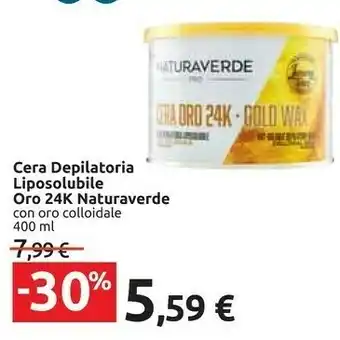Carrefour Naturaverde Depilatoria Cera Oro 24K - Gold Wax 400 Ml offerta