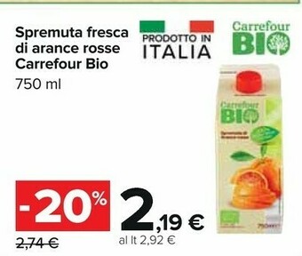 Carrefour Carrefour - Spremuta Di Arance Rosse 750 G(ml) offerta
