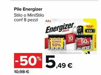 Carrefour Energizer Pile Stilo O Ministilo offerta