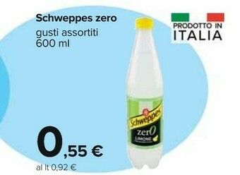 Carrefour Schweppes Limone Zero 600 G(ml) offerta