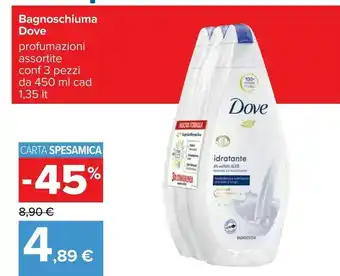 Carrefour Dove Idratante Bagnoschiuma 1350 Ml offerta