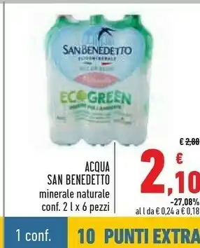 Conad San Benedetto Acqua Minerale Naturale 2 L X 6 Pezzi offerta
