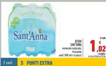 Conad Sant'anna Acqua Minerale Naturale Frizzante 500 Ml X 6 Pezzi offerta