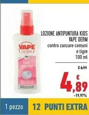 Conad Vape Derm Lozione Antipuntura Kids Contro Zanzare Comuni E Tigre 100 Ml offerta