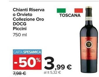 Carrefour Piccini Collezione Oro Chianti Riserva 750 G(ml) offerta