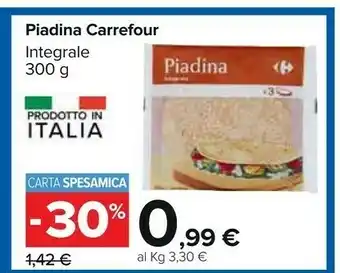 Carrefour Carrefour Bio Piadina Integrale 300 G offerta