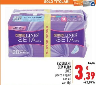 Conad Lines Seta Ultra Con Ali Salviettine Detergenti 11 Pezzo(i) offerta