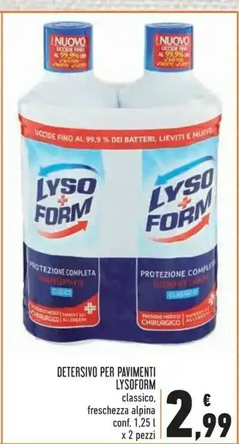 Conad Lysoform lysoform detersivo per pavimenti classico/ freschezza alpina offerta