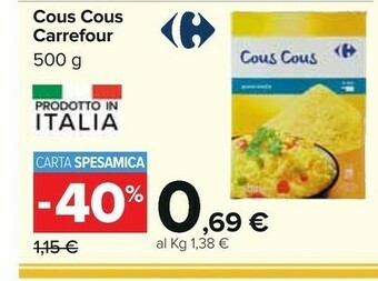 Carrefour Carrefour - Cous Cous Biologico 500 G(ml) offerta