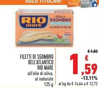 Conad Rio Mare Filetti Di Sgombro All'Olio Di Oliva 125 G(ml) offerta