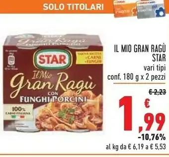 Conad Star Gran Ragù Funghi Porcini 360 G(ml) offerta