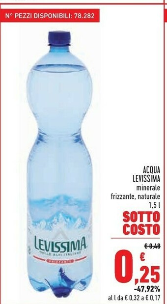 Conad Levissima Acqua Minerale Naturale Frizzante 1500 G(ml) offerta