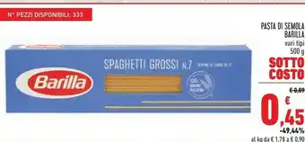 Conad Barilla Spaghetti Grossi N7 500 G offerta