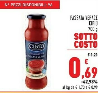 Conad Cirio La Verace Passata 700 G(ml) offerta
