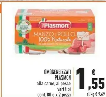 Conad plasmon Omogeneizzati alla carne/ al pesce offerta